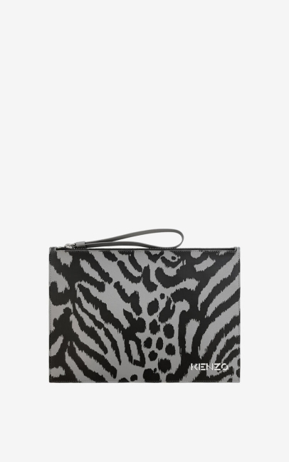 Kenzo Women Leather Clutch Anthracite
